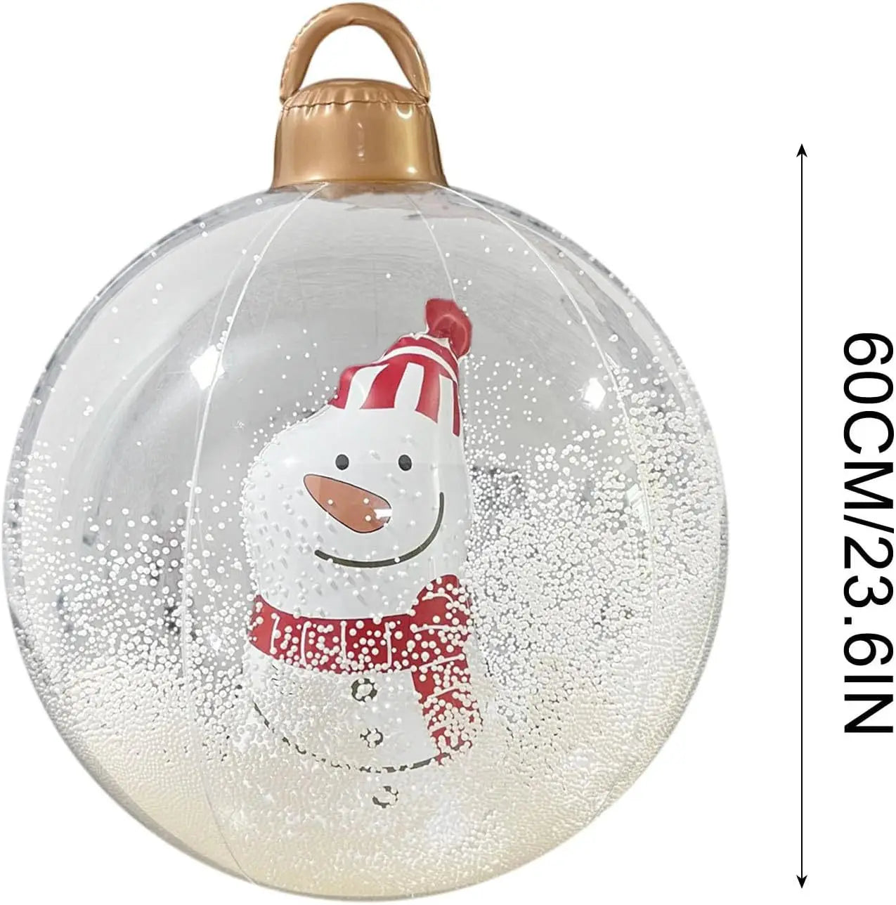 60cm Transparent Giant Inflatable Christmas Ball with Lights | PVC Illuminated Holiday Decorated Ornament