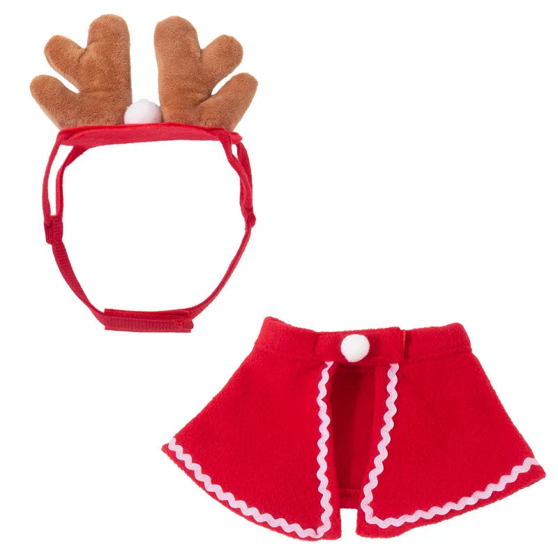 Christmas Hat Pet Costume & Scarf Gift Set | Dog Puppy Cat Costumes | New Year Santa Winter Cosplay Halloween Dog Cat Supply