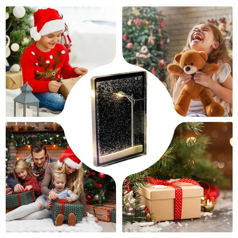 Christmas Night Street Lamp Decor Snowy Scene LED Lamp with Snowy Crafts