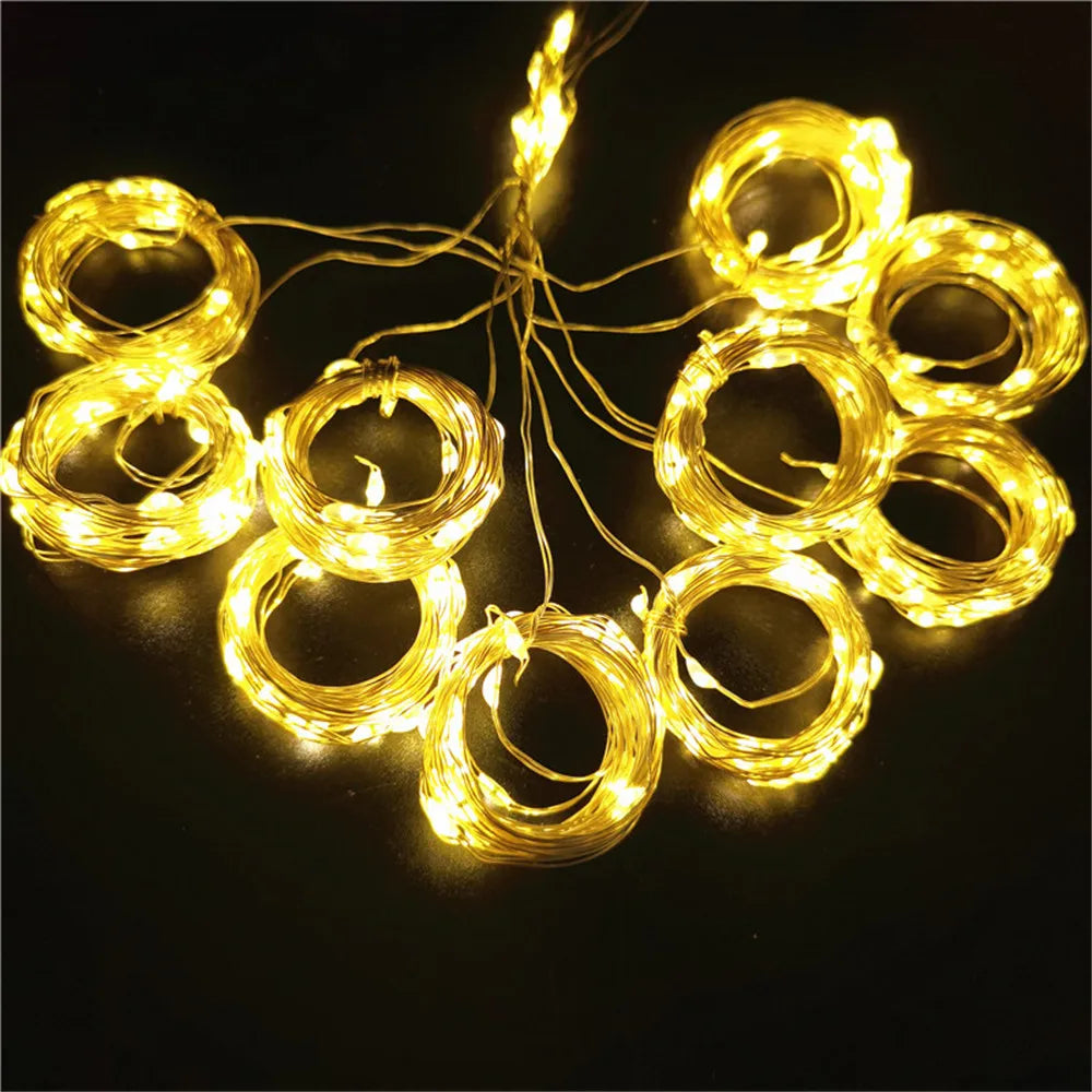 USB Curtain String Lights – 8-Mode Fairy LED Garland for Christmas, Halloween, Wedding, Party & Bedroom Decor