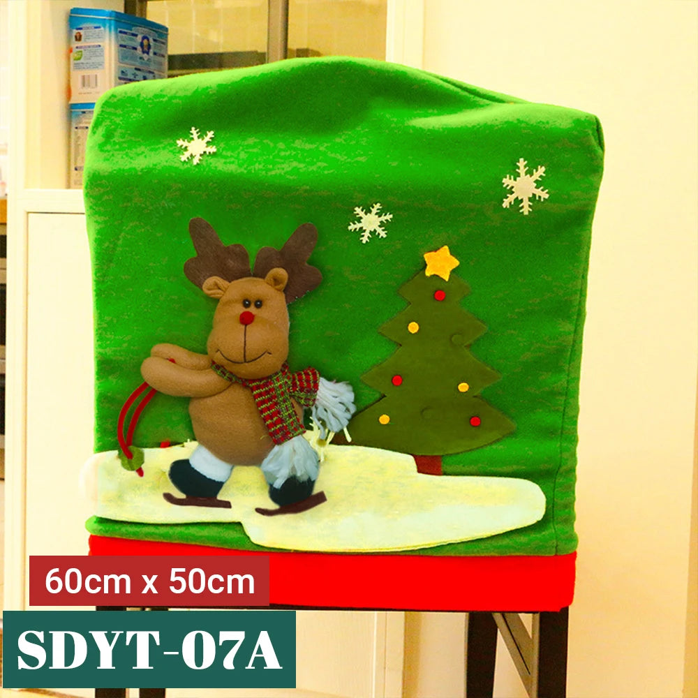 15 Patterns Santa Claus Hat Christmas Chair Covers | Home & Kitchen Dining Room Decoration | Xmas Restaurant & Dinning Home Supplies