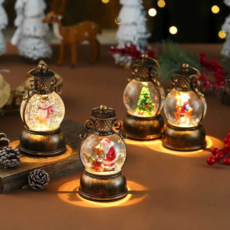 Santa Claus with Music Floating Snow Ornaments Christmas Tree Luminous Bedside Lamp Snowman Night Light New Year Gifts