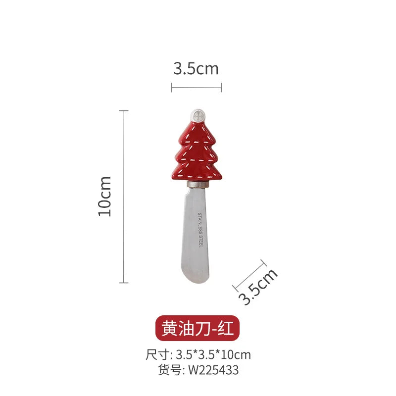 Nordic Christmas Tableware Set | Stitching Santa Claus Dishes & Plates | Embossed Sealed Jar, Seasoning Jar, Ceramic Flat Plate & Cup