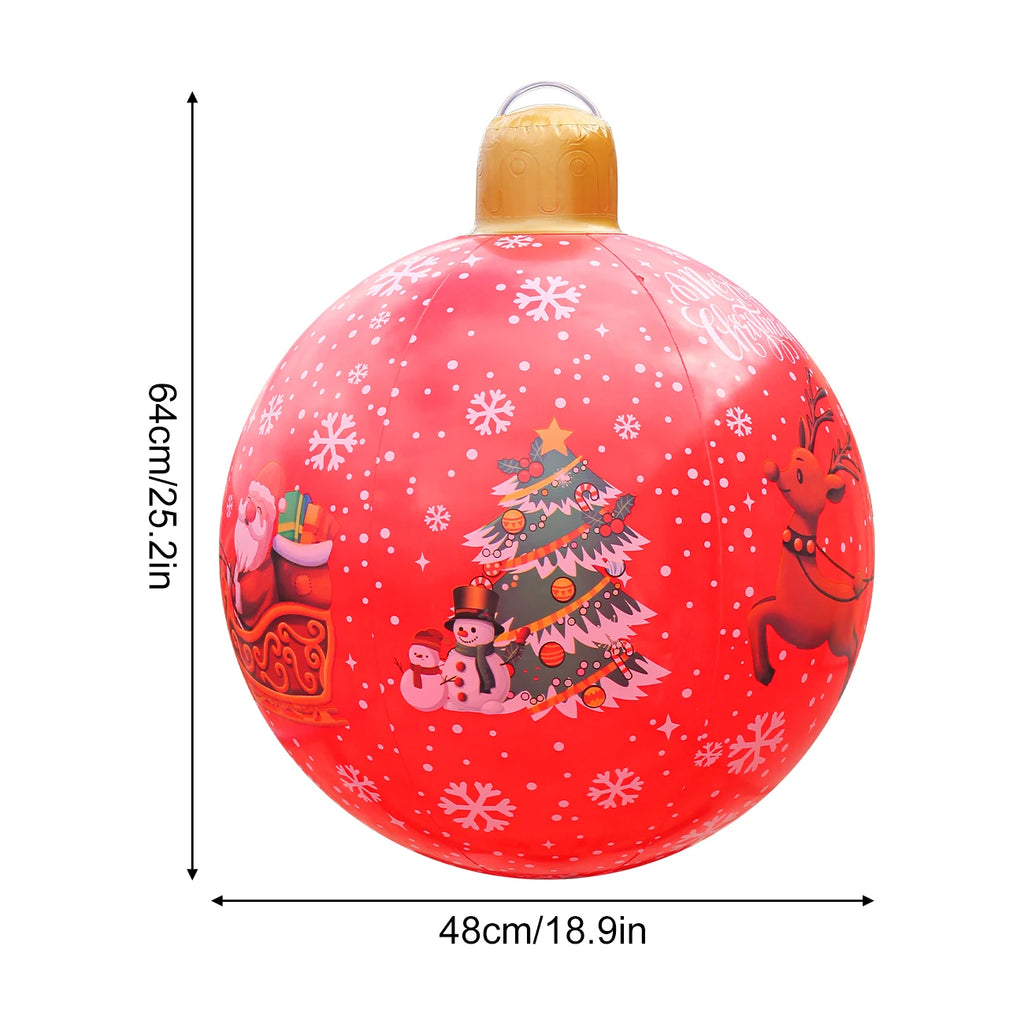 1PC Large Inflatable Christmas Ornament Ball | PVC Holiday Decorated Inflatable Yard Ball