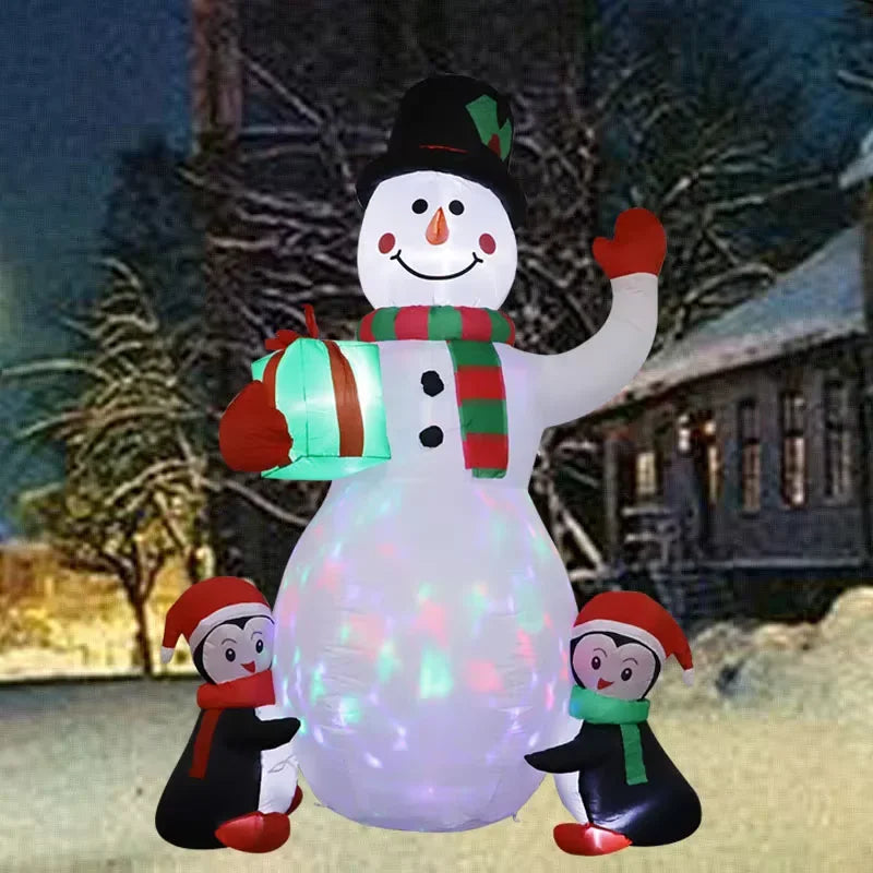 1pc Christmas Inflatable Toy Gift | Snowman/Penguin with Built-in LED Lights | Indoor/Outdoor New Year Party DIY Garden Decor