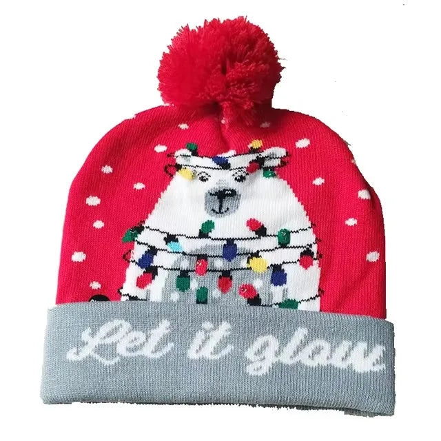 Creative Flashing LED Light Christmas Hat | Snowman Winter Warm Color Knitted Cap | Christmas Gift for New Year & Xmas Party Decor