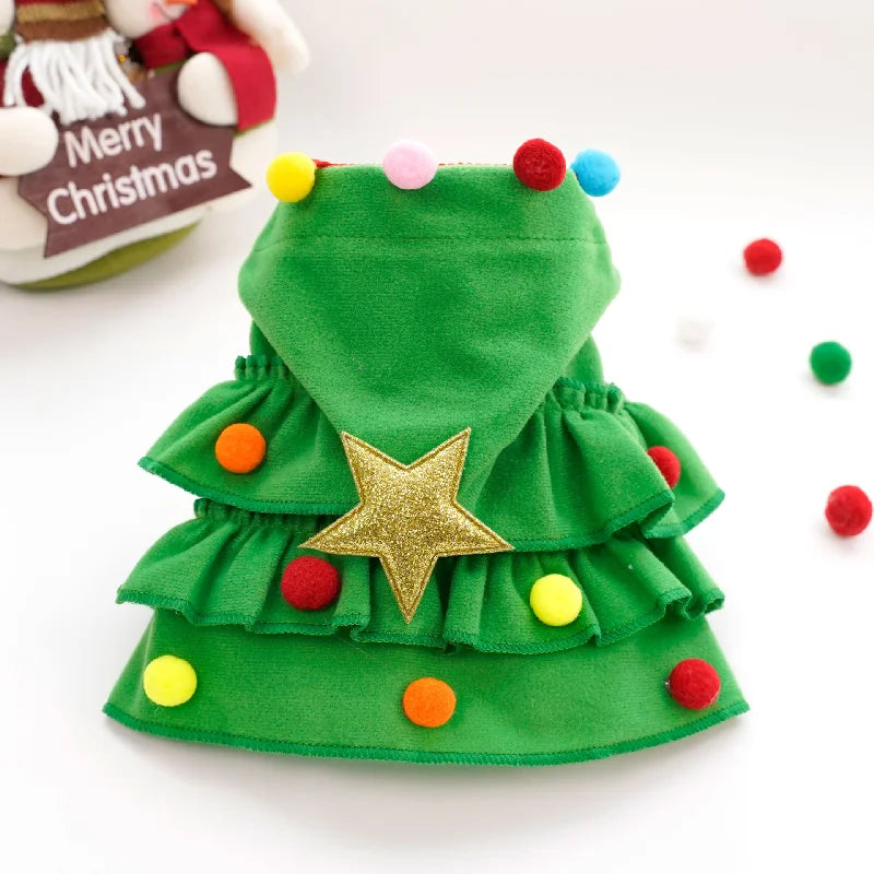 Merry Christmas Pet Clothes Dog Cloak & Pet Cape Shawl | Puppy Cosplay Santa Tree Costume Festival Coat Supplies