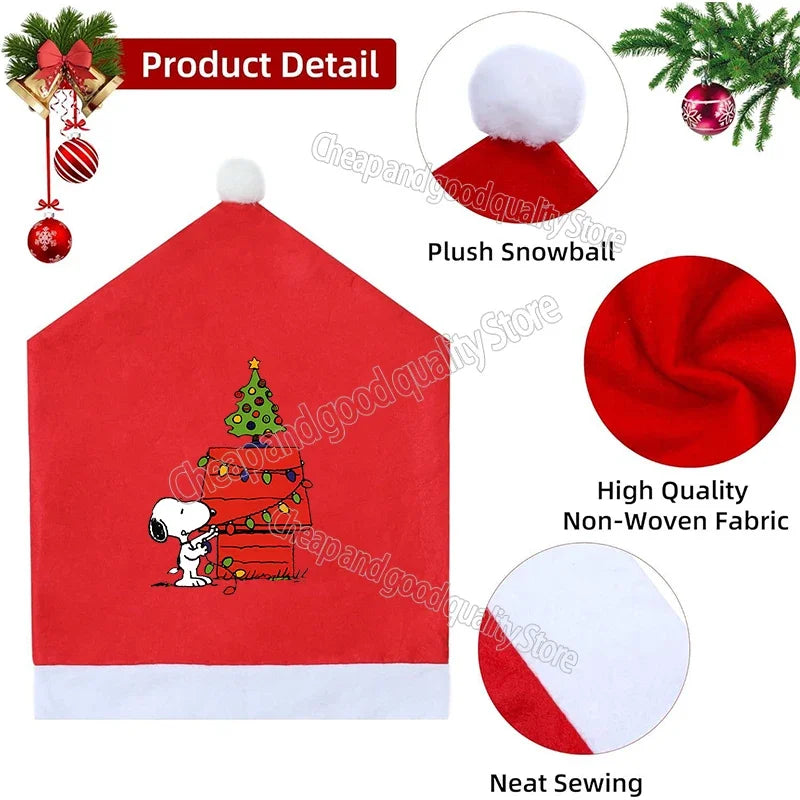 Snoopy's Christmas Hat Chair Covers | New Anime Home Decoration Living Room Cap Backrest Case | Fashion Big Xmas Gift Hot Sales
