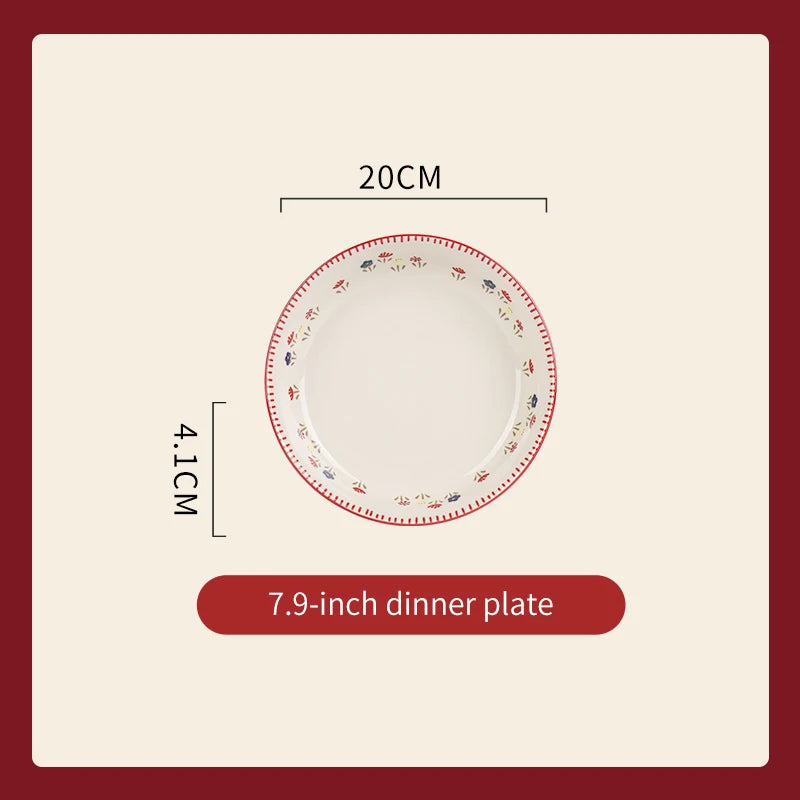 Vintage Ceramic Dinnerware Set | High-Quality Soup Bowl, Salad/Pasta Plate | Microwave Safe Colorful Ceramic Plates & Bowls