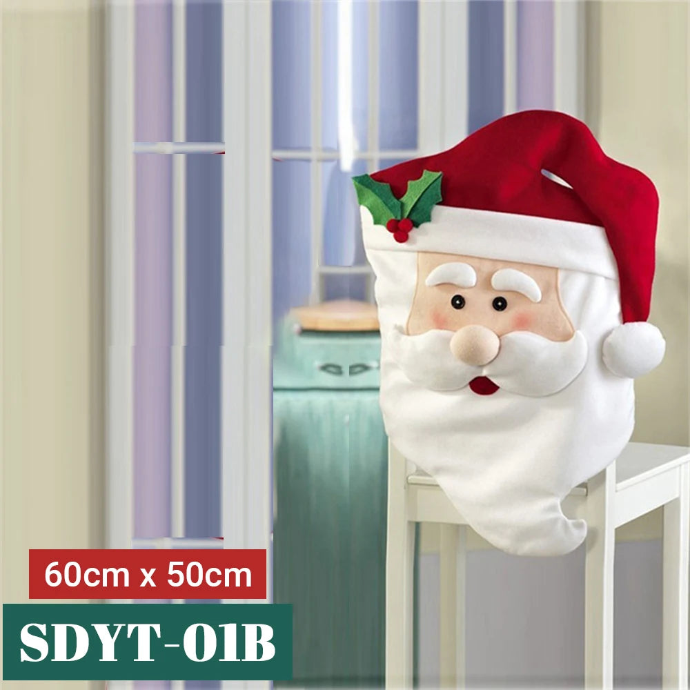 15 Patterns Santa Claus Hat Christmas Chair Covers | Home & Kitchen Dining Room Decoration | Xmas Restaurant & Dinning Home Supplies
