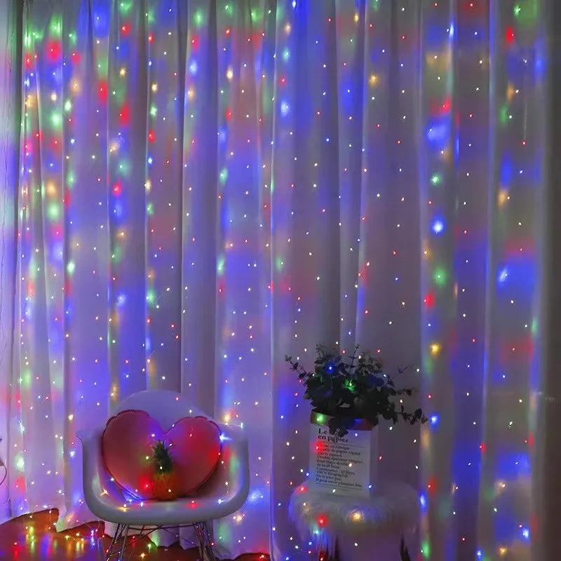 3x3M USB Curtain Fairy Lights – LED Window Garland with Remote for Christmas, New Year & Home Decor