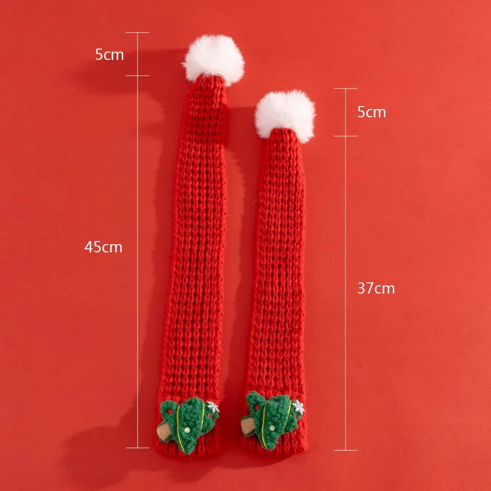 Pet Cat Knitted Scarf | Winter Christmas Soft Santa Claus Knit Scarves for Dog & Cats | Adjustable Xmas Costume Scarf Pet Supplies