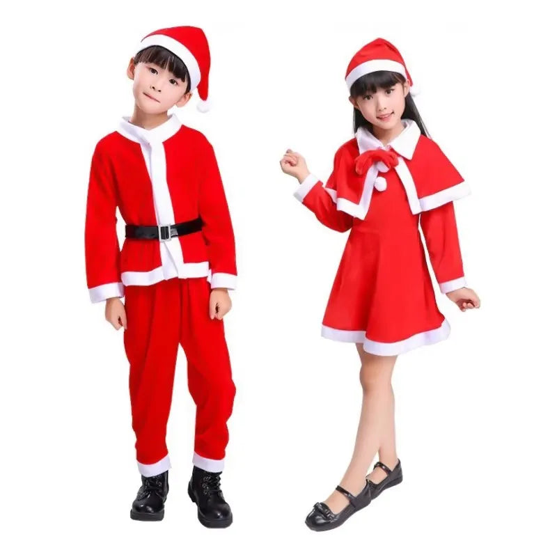 2025 Children's Christmas Costumes | Santa Claus Cosplay Costume Set for Boys & Girls | Classic Red Fashion Suits for Baby & Toddler
