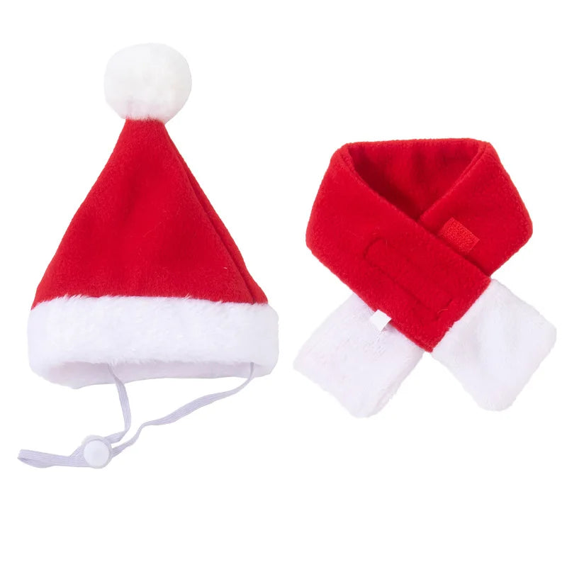 Christmas Hat Pet Costume & Scarf Gift Set | Dog Puppy Cat Costumes | New Year Santa Winter Cosplay Halloween Dog Cat Supply