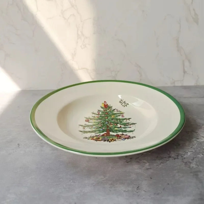 Holiday-Themed Christmas Ceramic Plates & Cutlery Sets | Dinner Plates, Bowls, Mugs, & Saucers Tableware Collection
