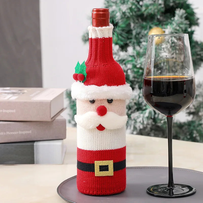 Creative Christmas Wine Bottle Cover Set | Velvet Dress Clothes Ornaments Bag | Xmas Party Dinner Table Decoration Gifts