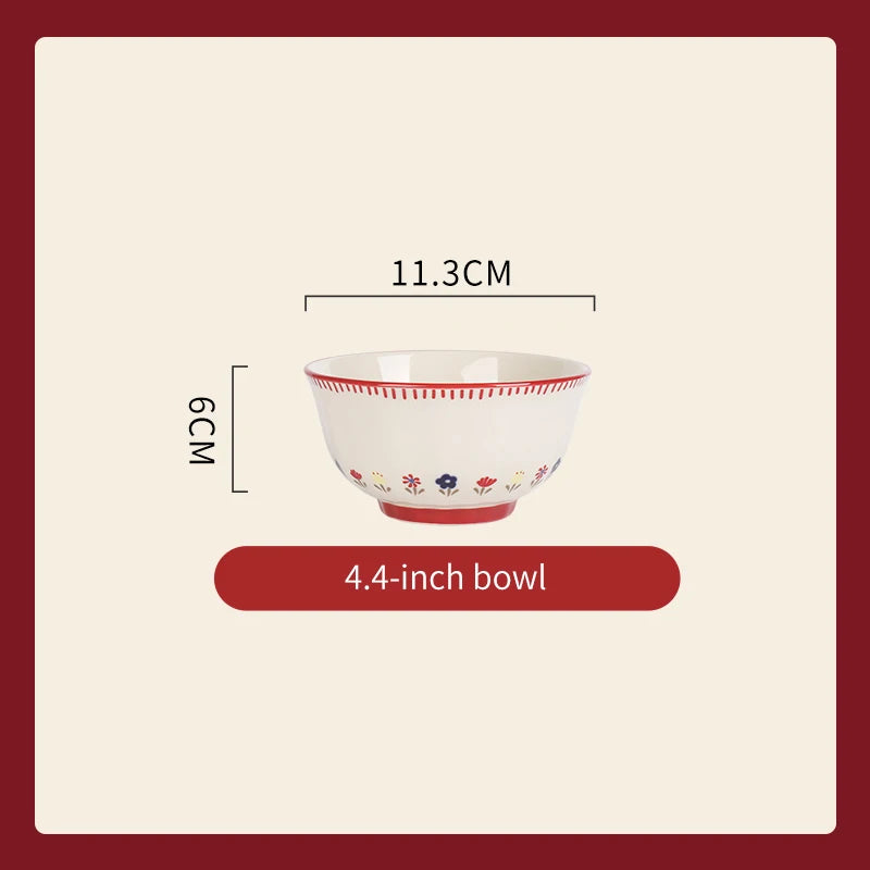 Vintage Ceramic Dinnerware Set | High-Quality Soup Bowl, Salad/Pasta Plate | Microwave Safe Colorful Ceramic Plates & Bowls