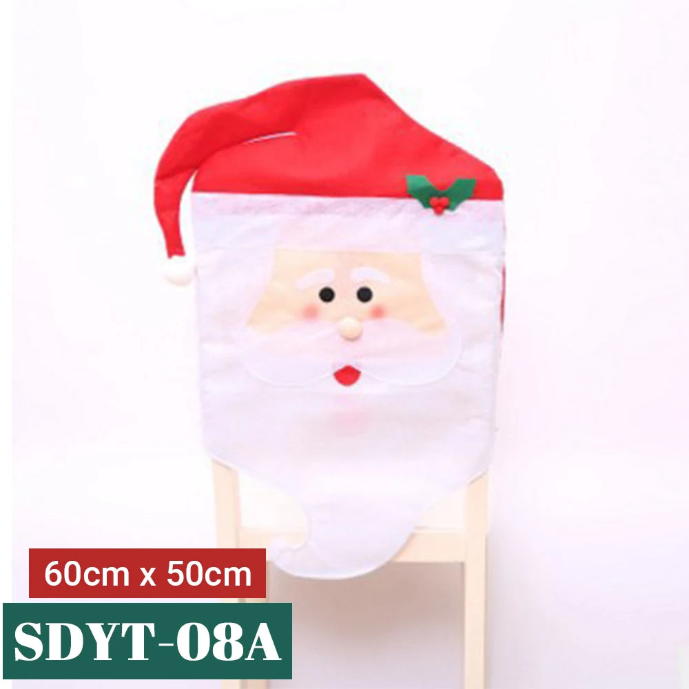 15 Patterns Santa Claus Hat Christmas Chair Covers | Home & Kitchen Dining Room Decoration | Xmas Restaurant & Dinning Home Supplies