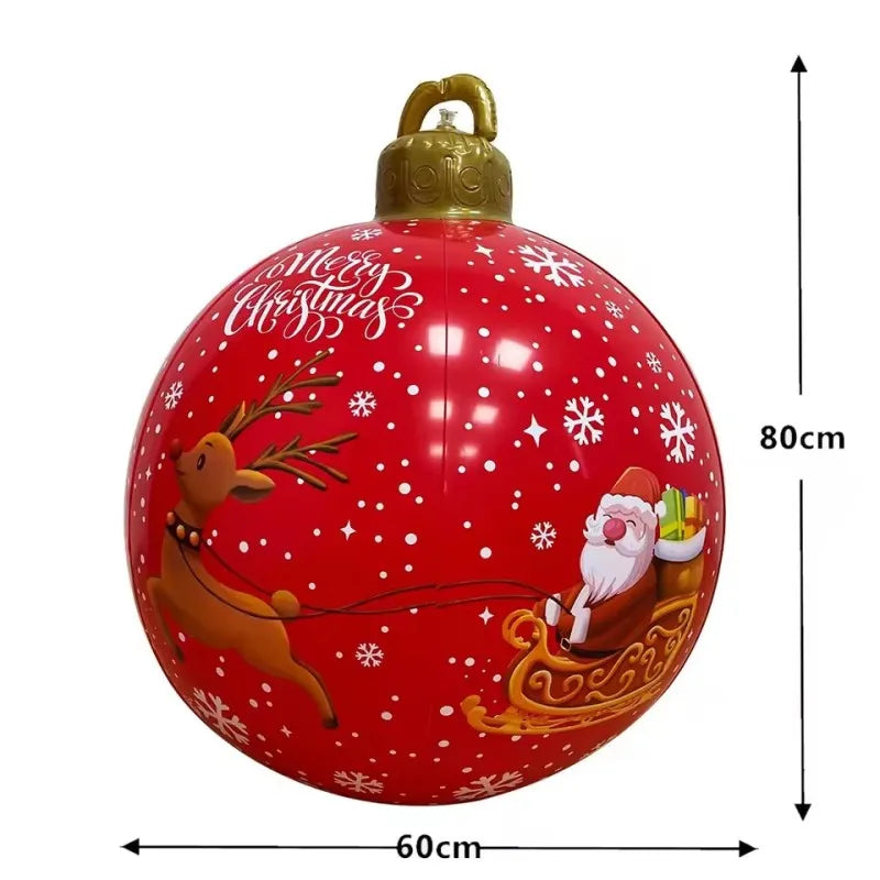 32 Inch Giant PVC Inflatable Christmas Ball Ornaments | Outdoor Large Xmas Blow Ball Decorations for Parties