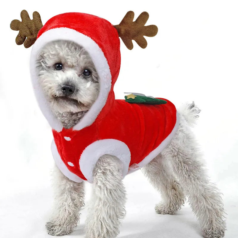 1pc Cat Christmas Clothes | Winter Warm Pet Clothes for Small/Medium Dogs & Cats | Elk Santa Claus Dog Cats Coat Christmas Costume