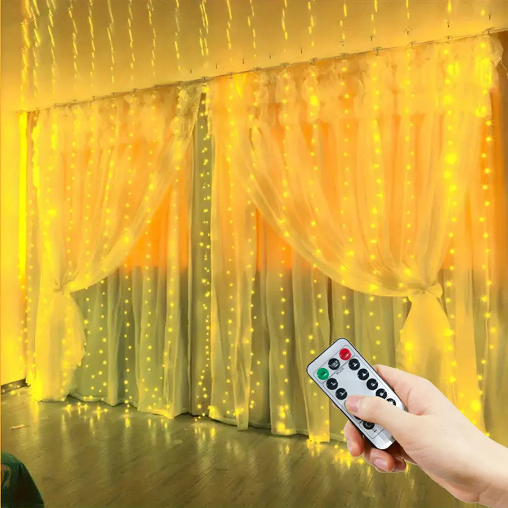 USB Curtain String Lights – 8-Mode Fairy LED Garland for Christmas, Halloween, Wedding, Party & Bedroom Decor