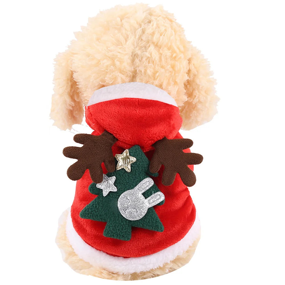 1pc Cat Christmas Clothes | Winter Warm Pet Clothes for Small/Medium Dogs & Cats | Elk Santa Claus Dog Cats Coat Christmas Costume