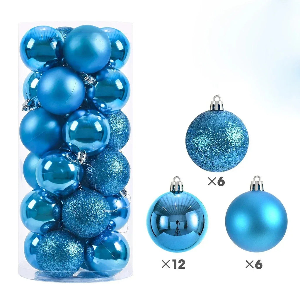 24pcs Christmas Tree Balls Set – 3/4/6cm Hanging Ornaments for Party Decor, New Year & Holiday Gifts