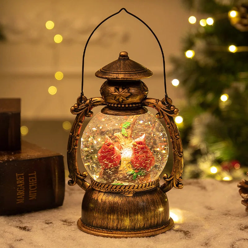 LED Christmas Snow Globe Lantern Music Box – Lighted Holiday Night Lamp for Home, Desktop & Festive Decoration
