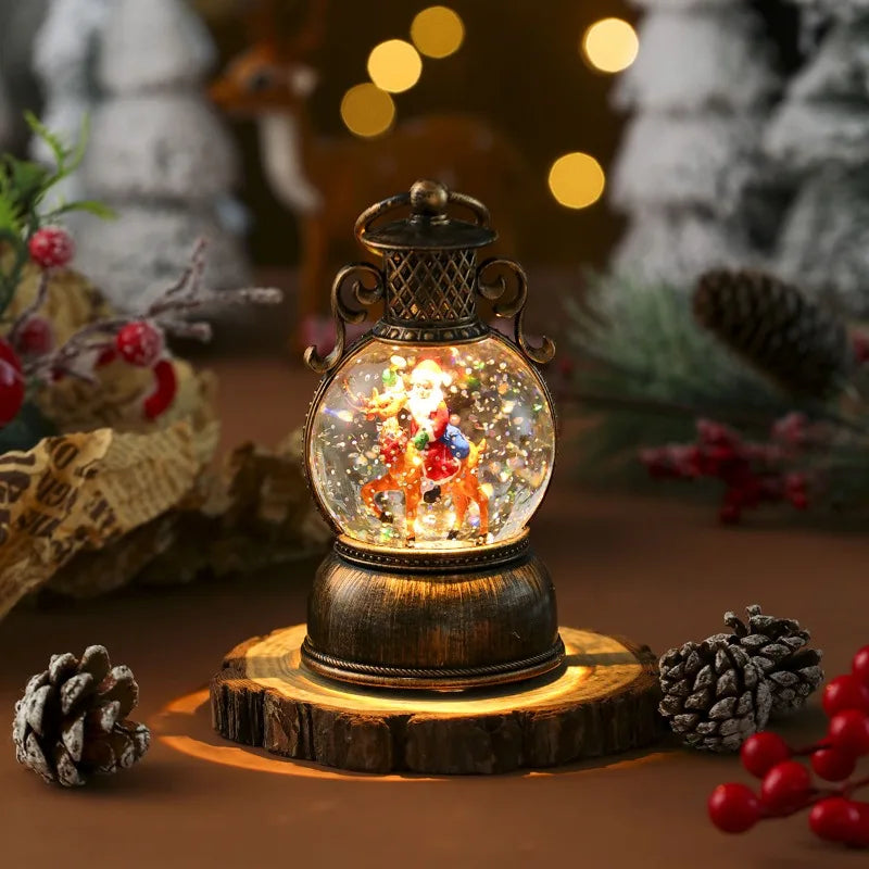 Santa Claus with Music Floating Snow Ornaments Christmas Tree Luminous Bedside Lamp Snowman Night Light New Year Gifts