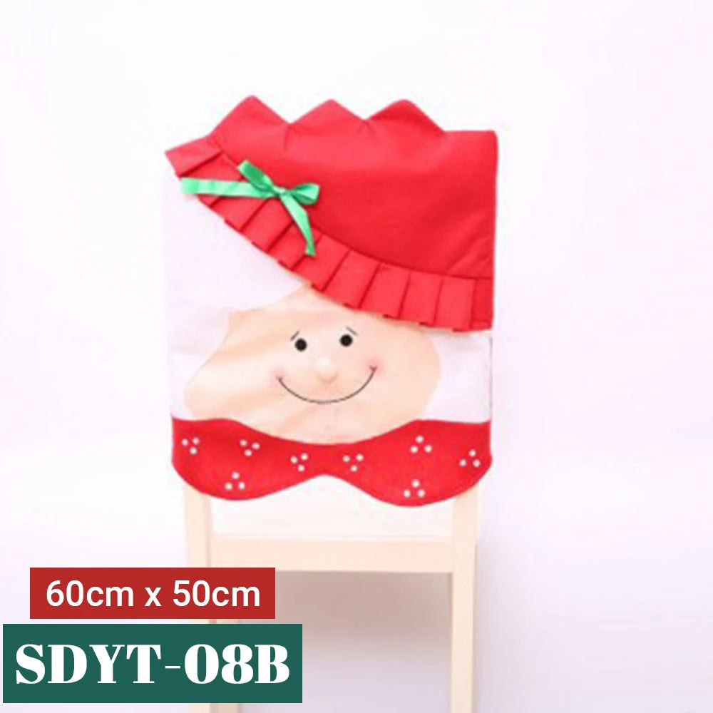 15 Patterns Santa Claus Hat Christmas Chair Covers | Home & Kitchen Dining Room Decoration | Xmas Restaurant & Dinning Home Supplies