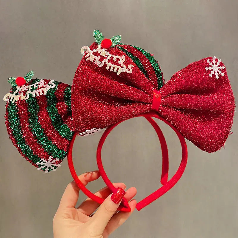 2026 Kids Christmas Headband | Cartoon Elk & Snowflake Bow Hairband | Cosplay, Birthday Party Headwear & Halloween Gifts