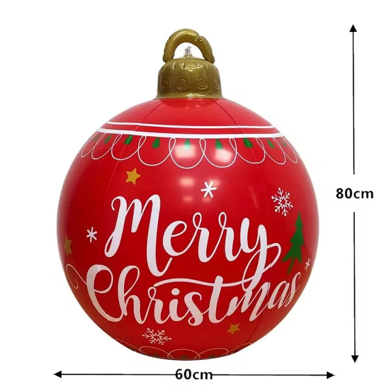 32 Inch Giant PVC Inflatable Christmas Ball Ornaments | Outdoor Large Xmas Blow Ball Decorations for Parties