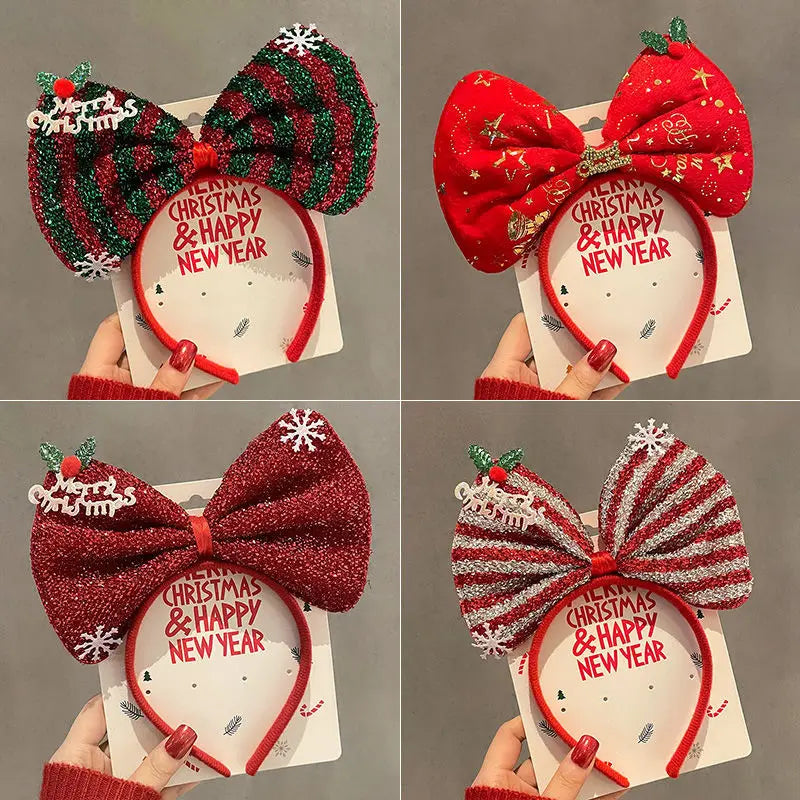 2026 Kids Christmas Headband | Cartoon Elk & Snowflake Bow Hairband | Cosplay, Birthday Party Headwear & Halloween Gifts
