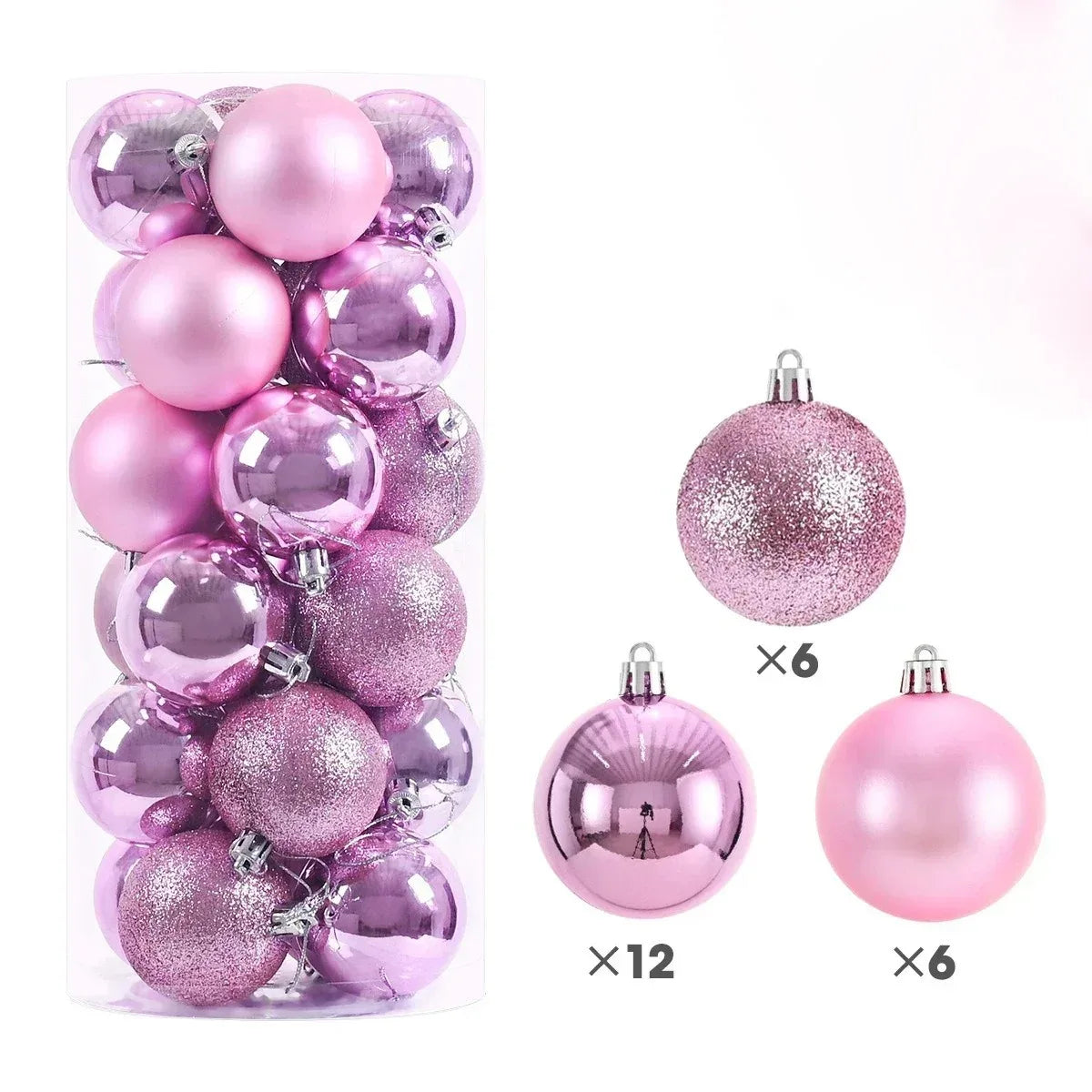 24pcs Christmas Tree Balls Set – 3/4/6cm Hanging Ornaments for Party Decor, New Year & Holiday Gifts