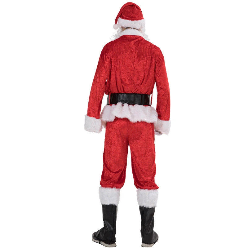 5Pcs Adult Christmas Santa Claus Costume (S-3XL) for Men & Women | Santa Role Cosplay Fancy Dress Suit with Wig & Beard Outfit