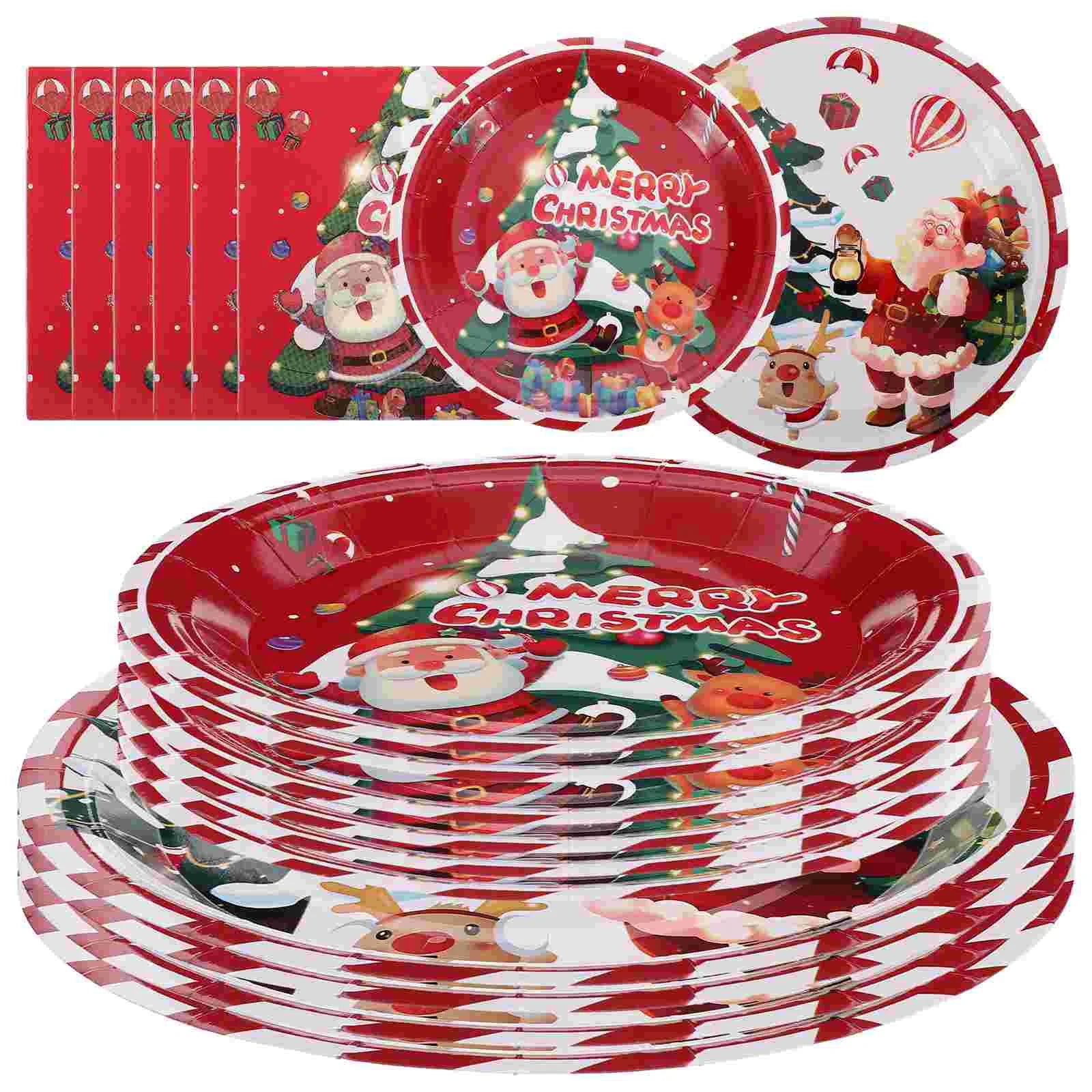 40 Pcs Christmas Dinner Plates | Disposable Xmas Paper Tableware for Holiday & Birthday Party Design