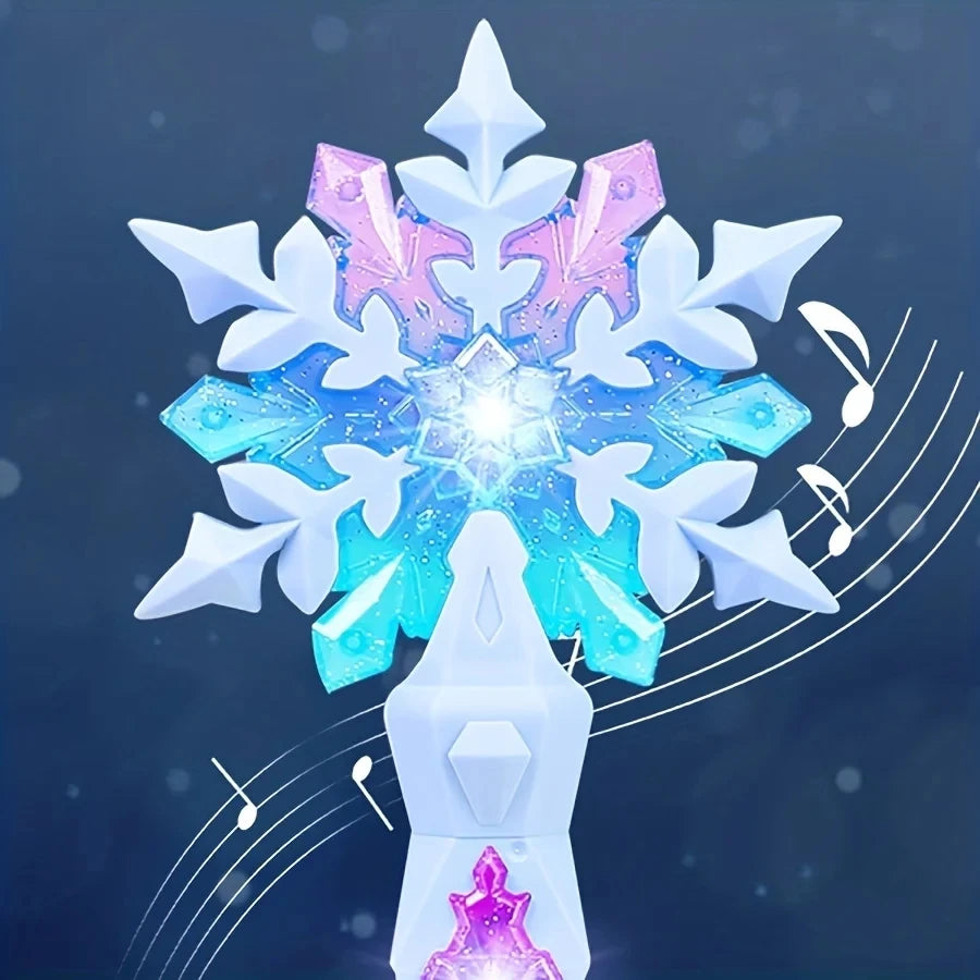 Glowing Princess Snowflake Wand Toy for Girls – Light & Sound Fairy Stick for Kids Cosplay, Christmas & Halloween