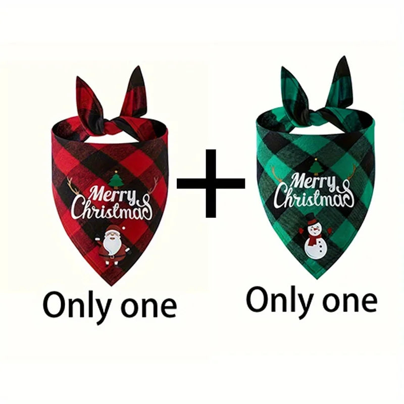 Christmas Dog Bandana | Santa & Snowman Design 100% Polyester | Adjustable Holiday Pet Headband for All Dogs