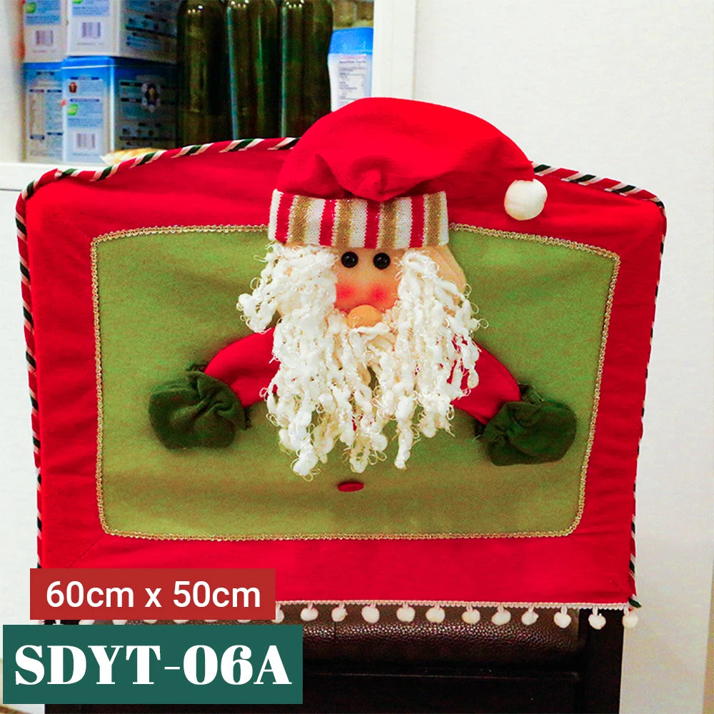15 Patterns Santa Claus Hat Christmas Chair Covers | Home & Kitchen Dining Room Decoration | Xmas Restaurant & Dinning Home Supplies