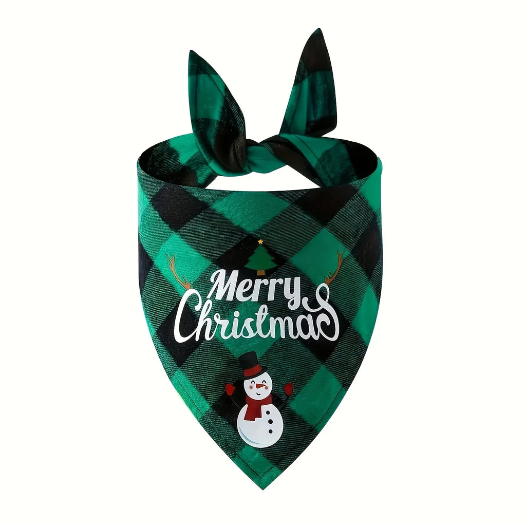 Christmas Dog Bandana | Santa & Snowman Design 100% Polyester | Adjustable Holiday Pet Headband for All Dogs