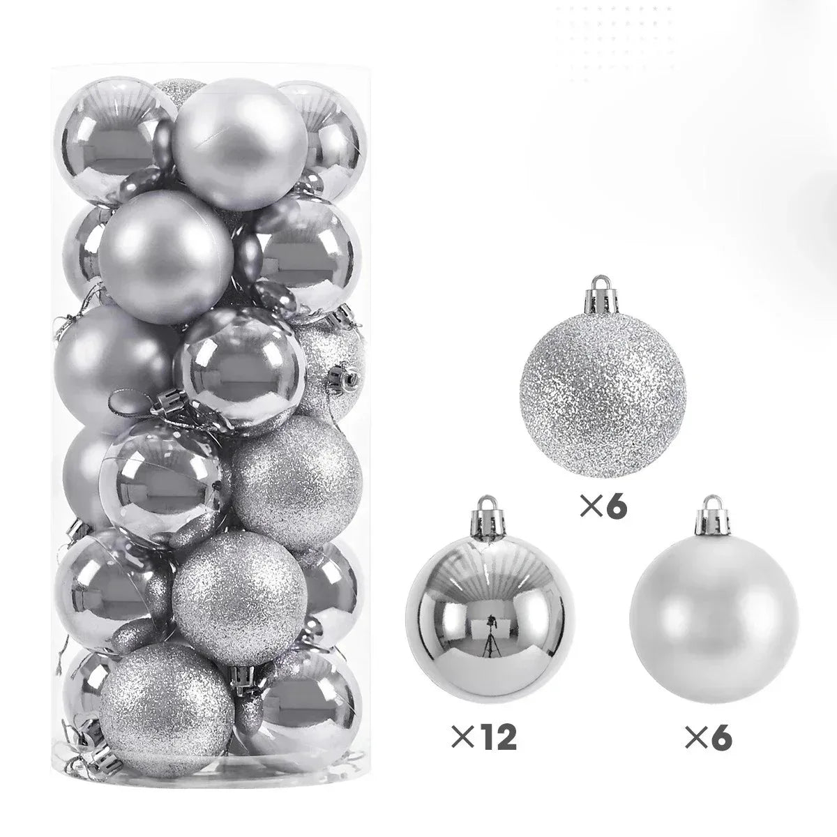 24pcs Christmas Tree Balls Set – 3/4/6cm Hanging Ornaments for Party Decor, New Year & Holiday Gifts