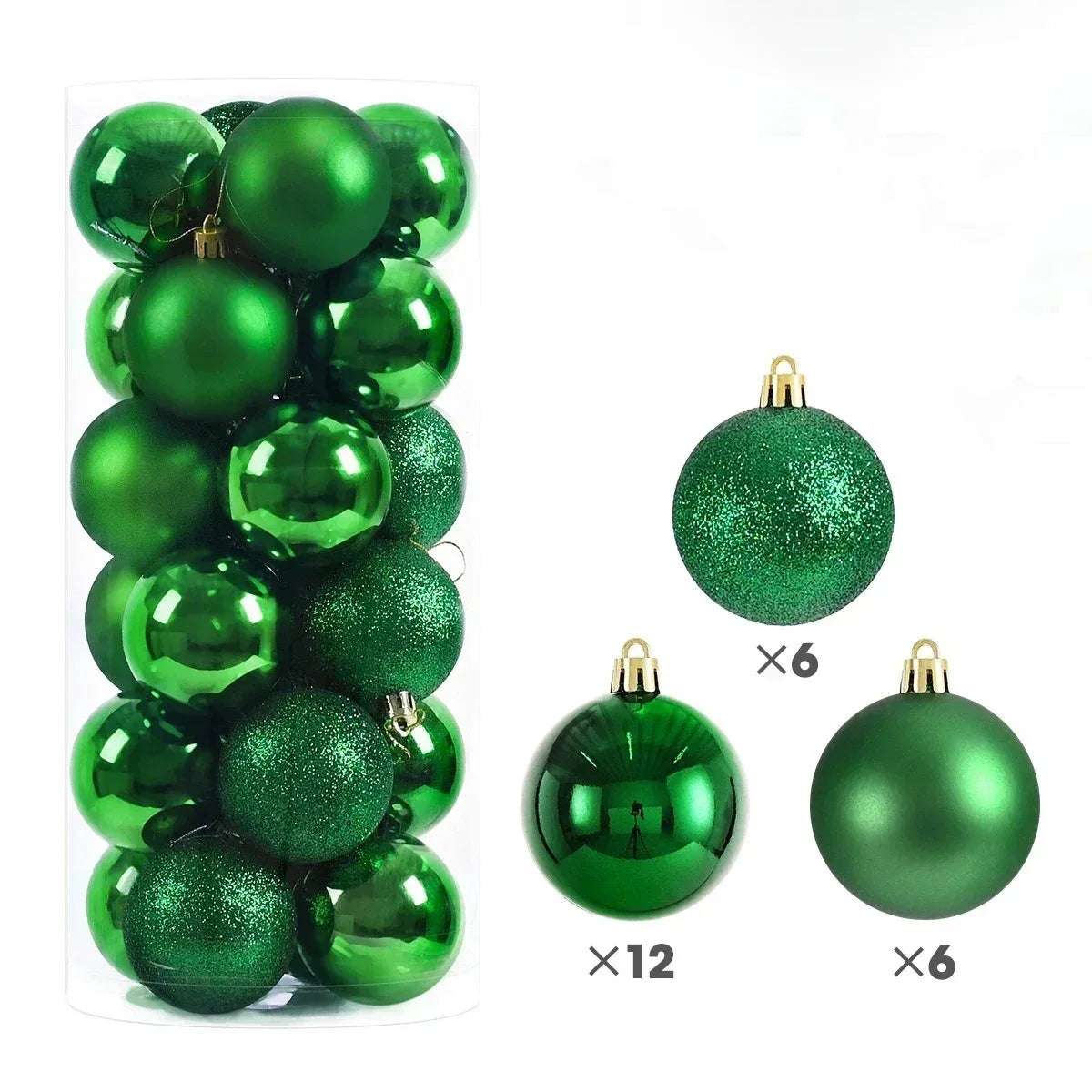 24pcs Christmas Tree Balls Set – 3/4/6cm Hanging Ornaments for Party Decor, New Year & Holiday Gifts