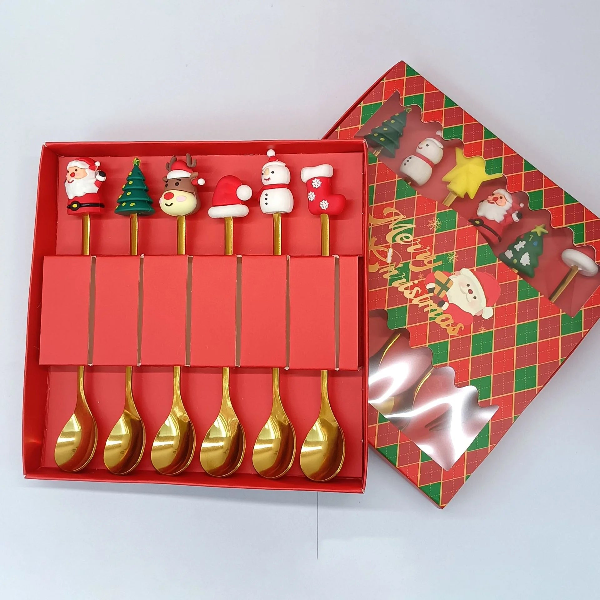 2/6 Pcs Christmas Fork and Spoon Set | Stainless Steel Creative Coffee, Tea, Dessert Tableware Gift Set