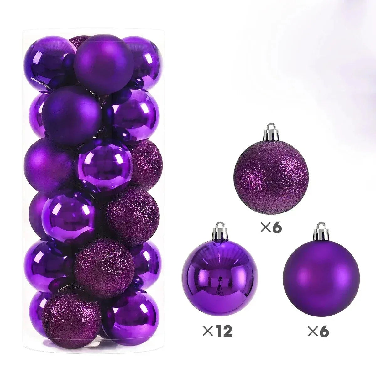 24pcs Christmas Tree Balls Set – 3/4/6cm Hanging Ornaments for Party Decor, New Year & Holiday Gifts