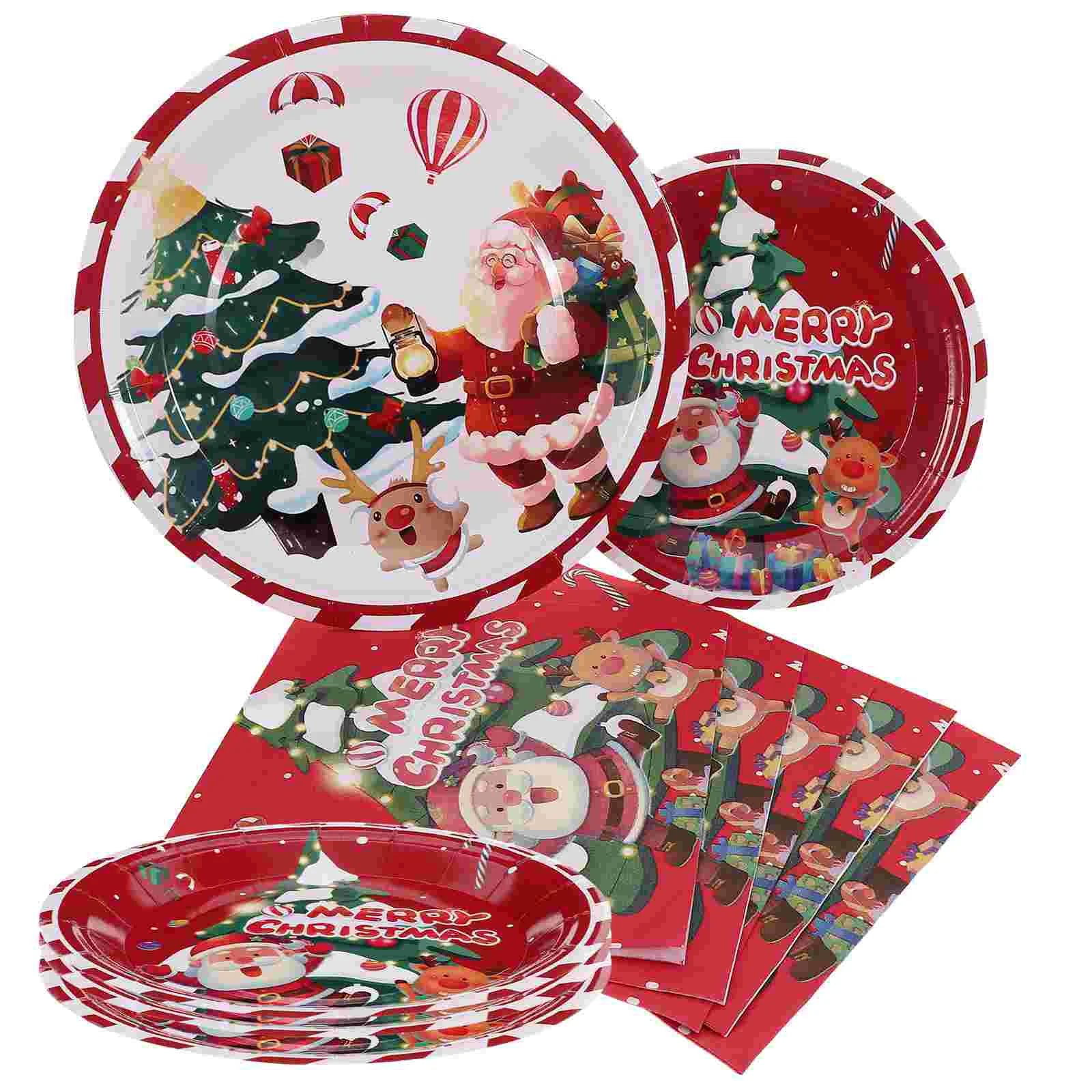 40 Pcs Christmas Dinner Plates | Disposable Xmas Paper Tableware for Holiday & Birthday Party Design
