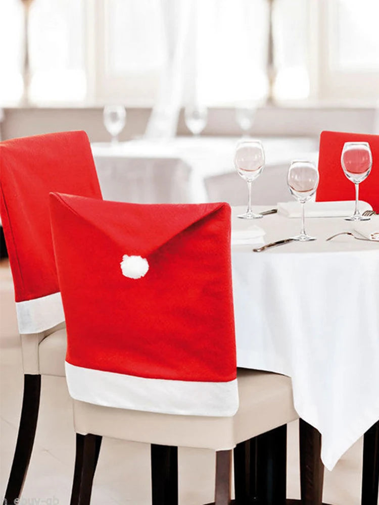 15 Patterns Santa Claus Hat Christmas Chair Covers | Home & Kitchen Dining Room Decoration | Xmas Restaurant & Dinning Home Supplies