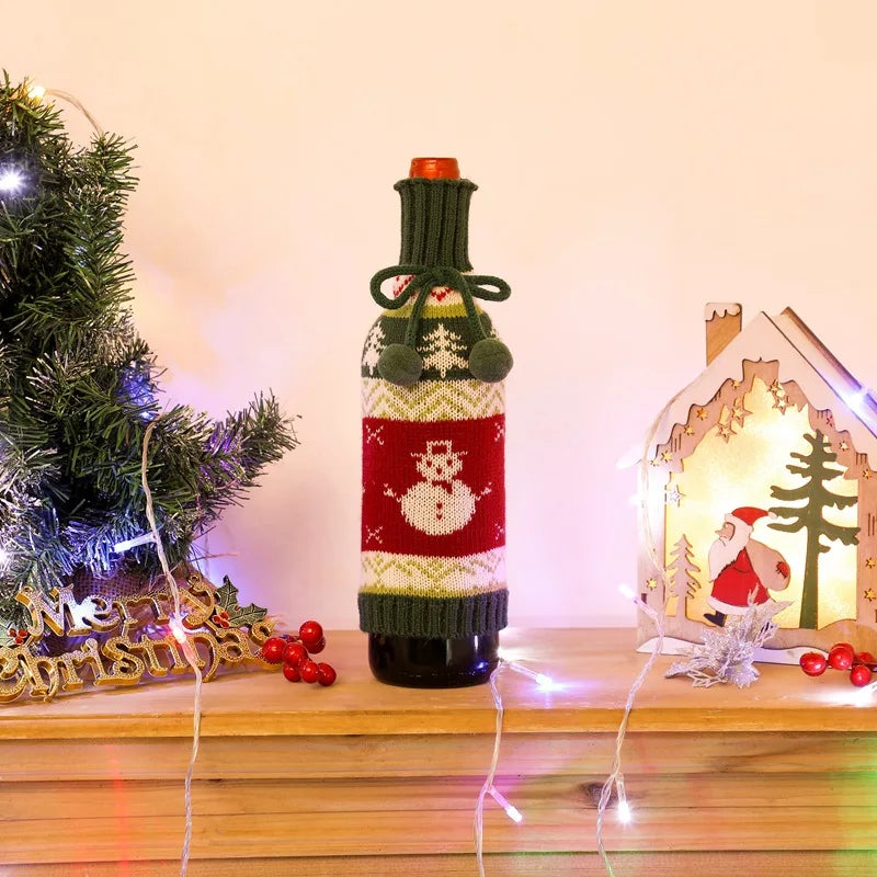 Creative Christmas Wine Bottle Cover Set | Velvet Dress Clothes Ornaments Bag | Xmas Party Dinner Table Decoration Gifts