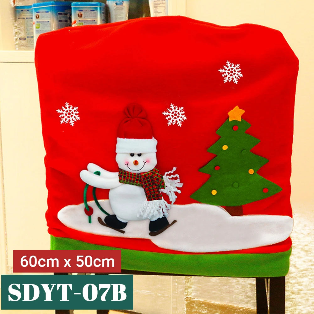 15 Patterns Santa Claus Hat Christmas Chair Covers | Home & Kitchen Dining Room Decoration | Xmas Restaurant & Dinning Home Supplies