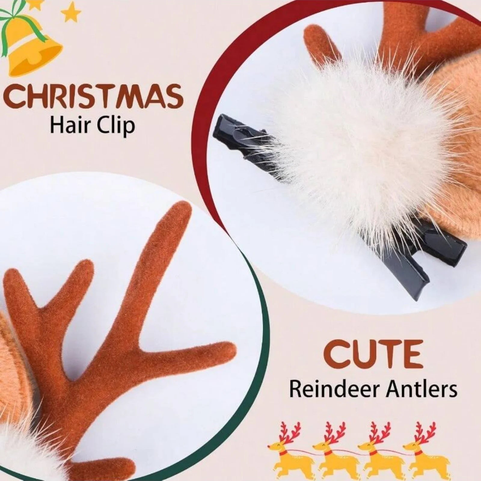 Festive Christmas Headband | Red & Green Beads, Golden Accents & Bell Charms | Hand-Wrapped Polyester Party Accessory