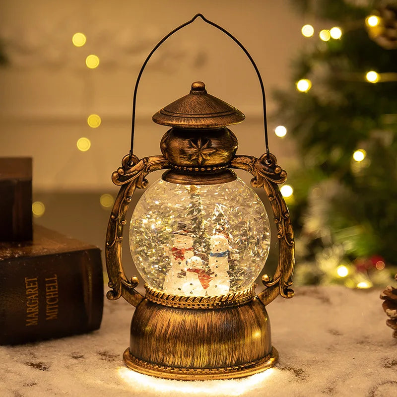 LED Christmas Snow Globe Lantern Music Box – Lighted Holiday Night Lamp for Home, Desktop & Festive Decoration